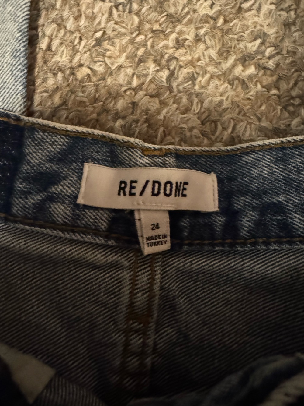 Re/Done Slim Straight Jeans in Faded Light Blue - Picture 2 of 9